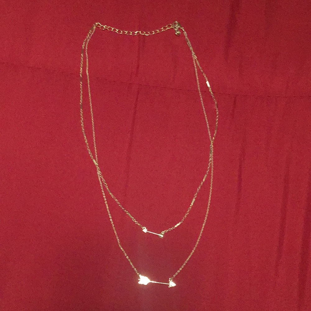 Sliver Double chain arrow necklace